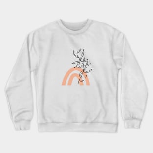 Trendy abstract linear branch with boho shapes. Continuous line print. Minimalist concept. Crewneck Sweatshirt